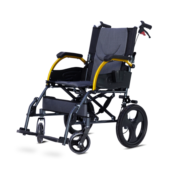 كرسي متحرك الومنيوم خفيف الوزن كفرات صغيرة