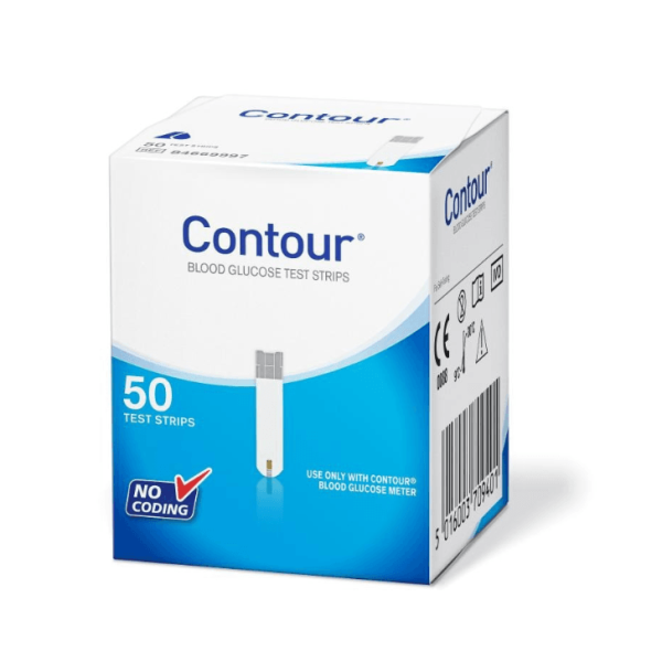 Contour شرائح قياس السكر 50 شريط الاختبار